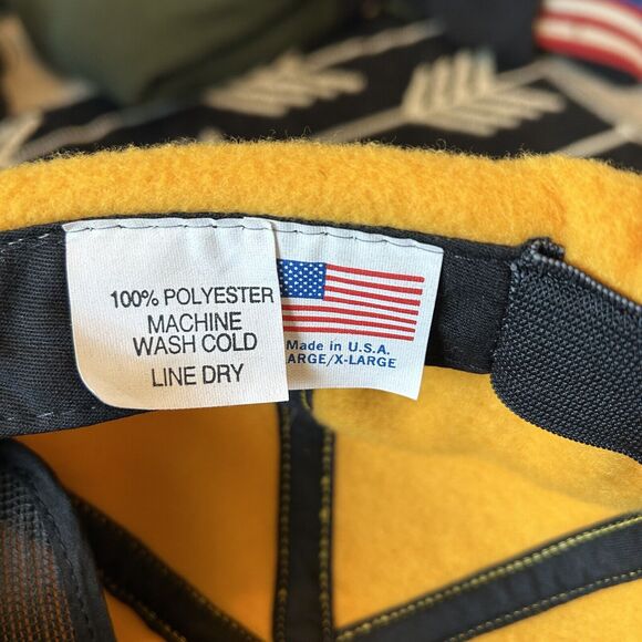 Vintage Heart Cupid Hat Cap Winter Ear Neck Flap Yellow Made In USA L XL - Picture 6 of 6